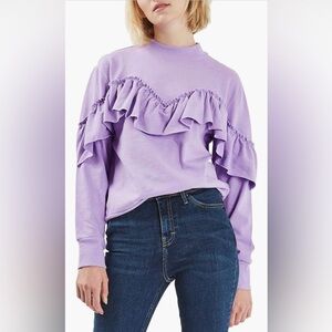 TOPSHOP Jersey Ruffle Sweater size 8 USA
